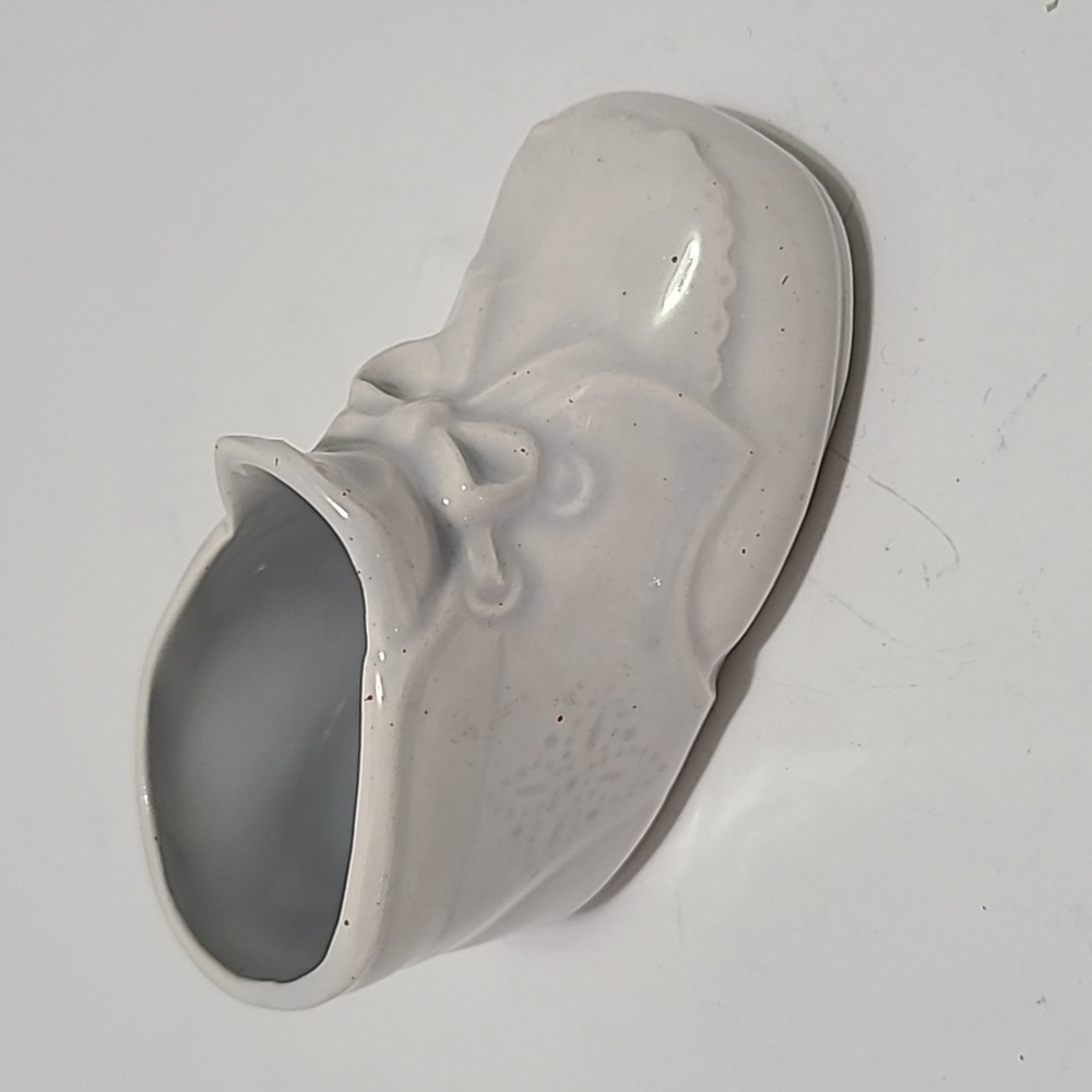 Vintage Porcelain White Baby Bootie Shoe Figurine